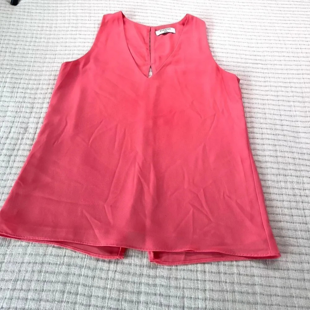 Babaton Womens Pink Back‎ Slit Sleeveless V-Neck Artizia Murphy Blouse Size XXS